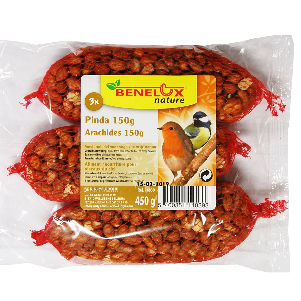 [BP14839] PINDANETJE 3X150 G VOOR VRIJE NATUURVOGELS