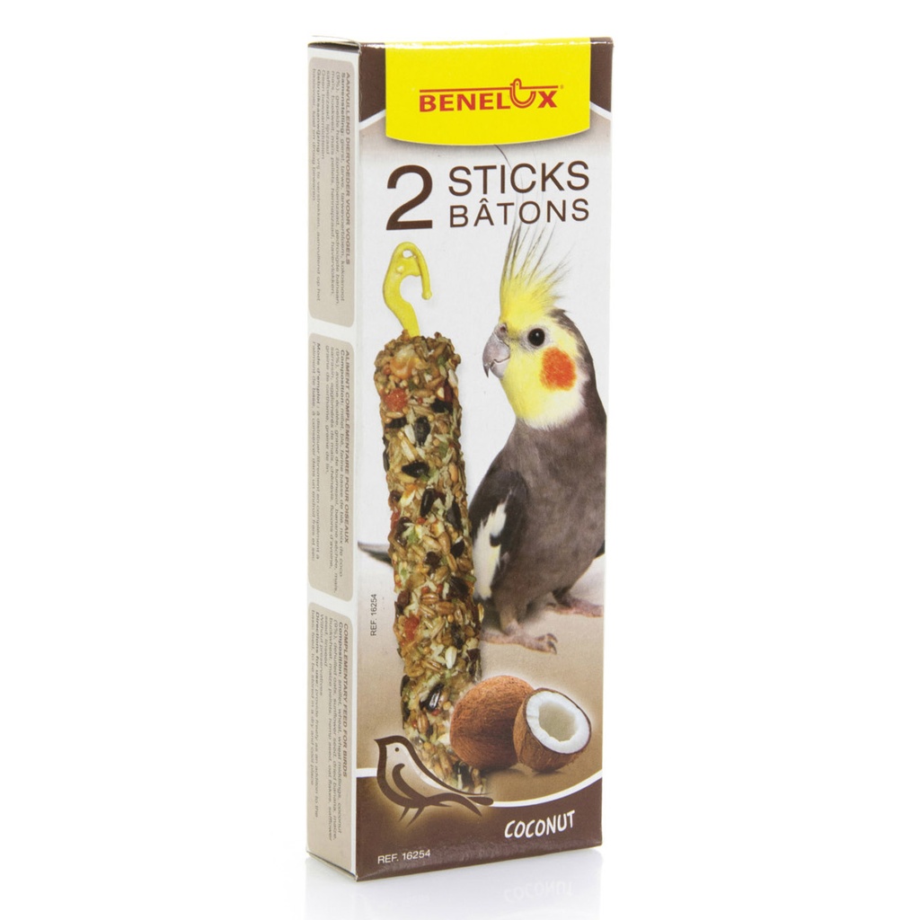 [BP16254] 2 STICKS GROTE PARKIET KOKOSNOOT BNL DOOSJE
