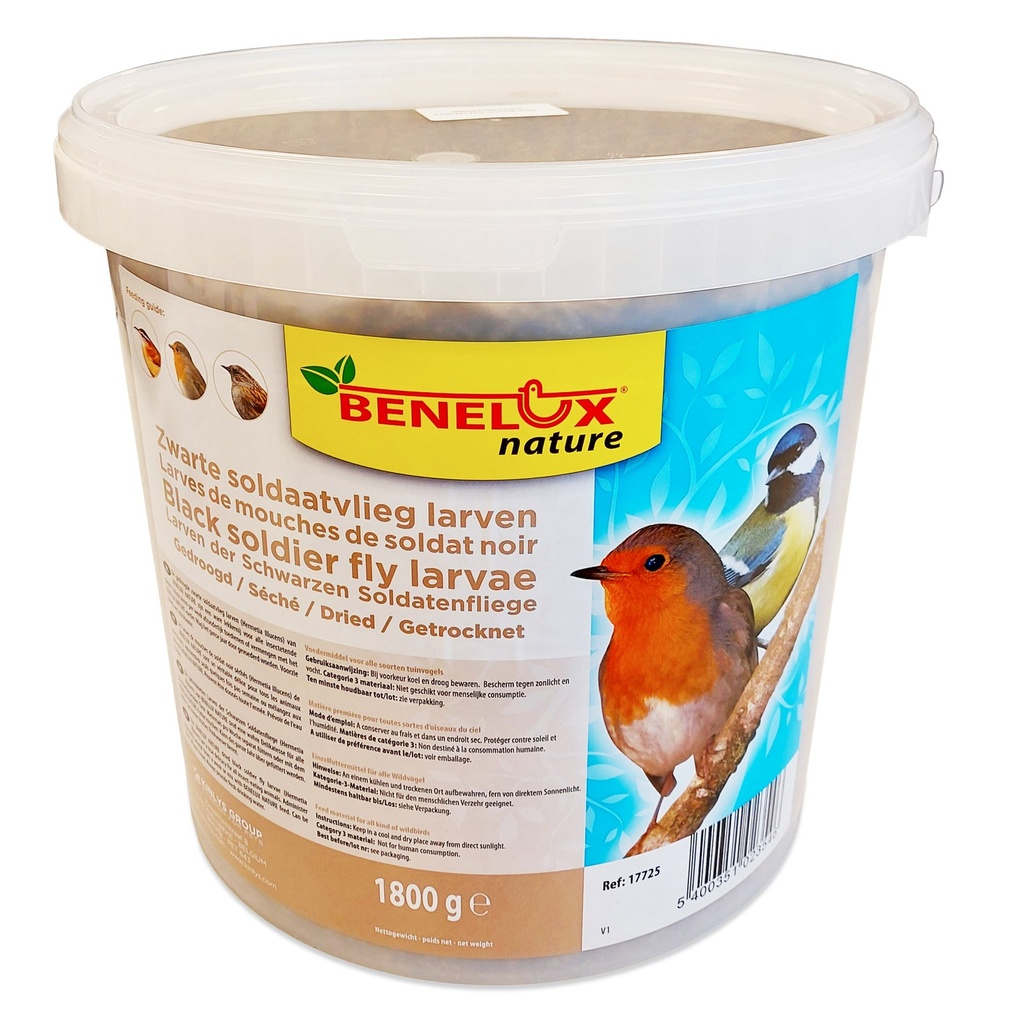 [BP17725] ZWARTE SOLDAATVLIEG LARVEN 10L EMMER 1,8KG