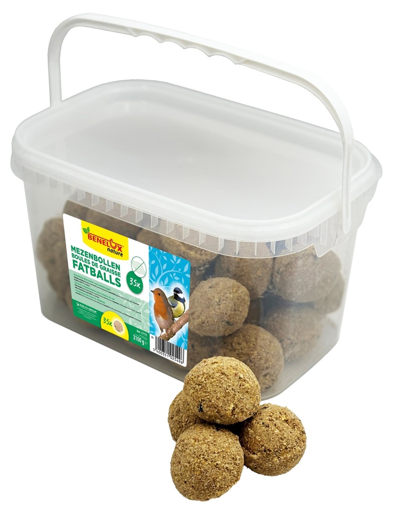 [BP17771] MEZENBOLLEN VOOR TUINVOGELS 35 ST VIERKANT EMMER ZONDER NET 