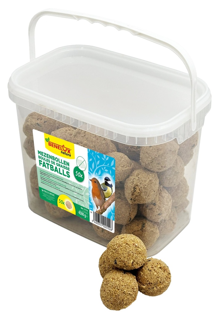[BP17774] MEZENBOLLEN VOOR TUINVOGELS 50 ST VIERKANT EMMER ZONDER NET 