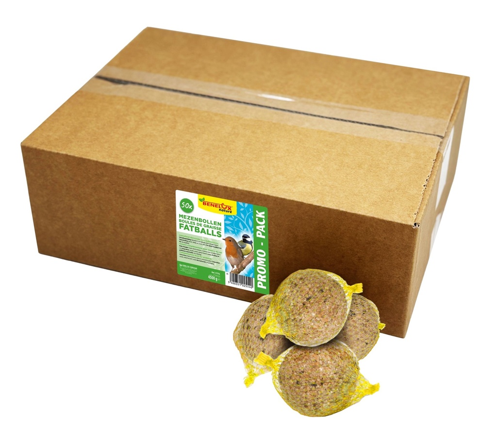 [BP17776] MEZENBOLLEN VOOR TUINVOGELS 50 ST DOOS MET NET 