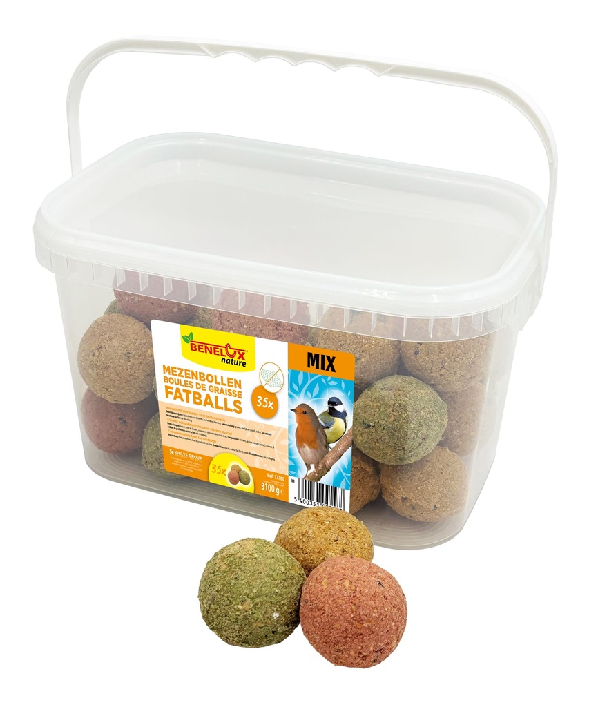 [17780] MEZENBOLLEN MIX 3 SMAKEN 35ST IN VIERKANT EMMER ZONDER NET