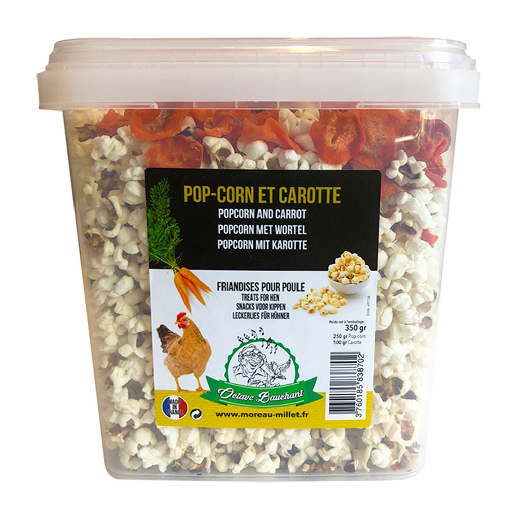 [BP1143014] POPCORN SNACKS MET GEDROOGDE WORTEL KIPPEN 350G